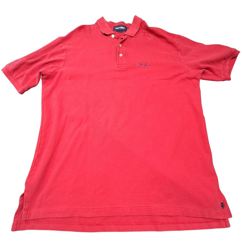 Polo Golf Ralph Lauren Sea Island Red Cotton Pique Polo Shirt Mens XL 2006 Team